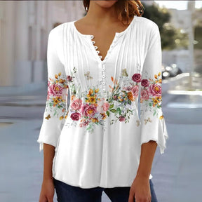 Blusa Feminina Manga Média Flores