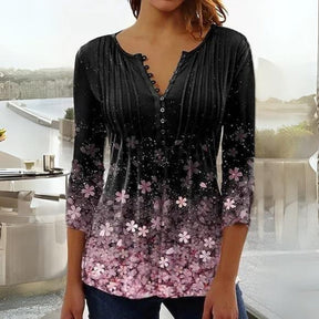 Blusa Feminina Manga Média Flores