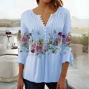 Blusa Feminina Manga Média Flores