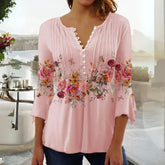 Blusa Feminina Manga Média Flores