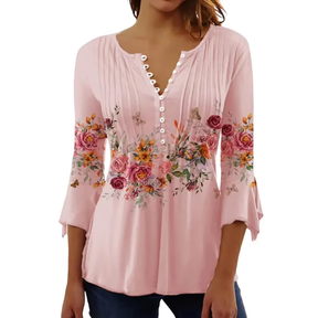 Blusa Feminina Manga Média Flores
