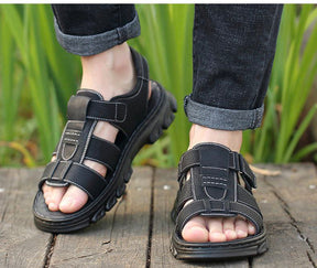 Sandália Masculina de Couro Ortoplus